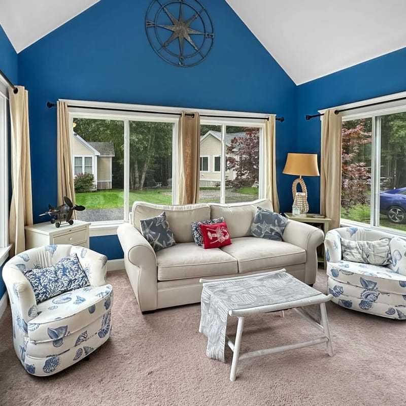 Seaglass Village Unit 182: 2BR in Wells, featuring a King bed and bunk beds for 4 guests.